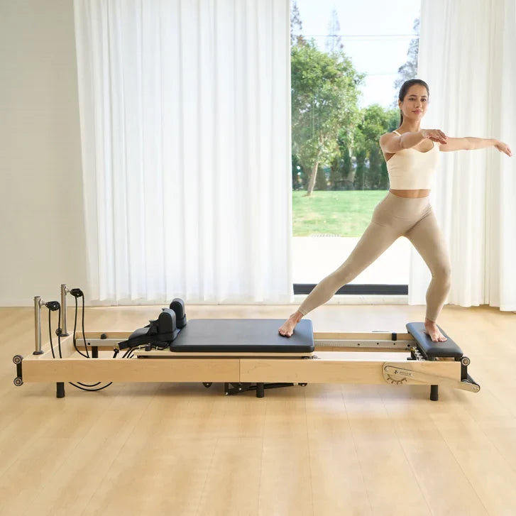 Hisooth SpaceSaver Foldable Pilates Reformer 60cm Maple Frame