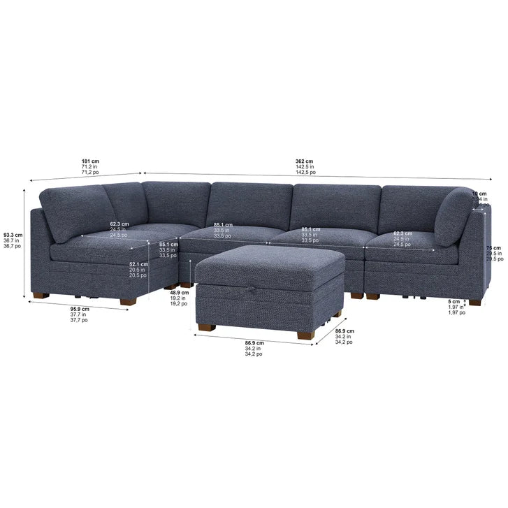 Thomasville Tisdale 6-piece Fabric Sectional with Storage Ottoman