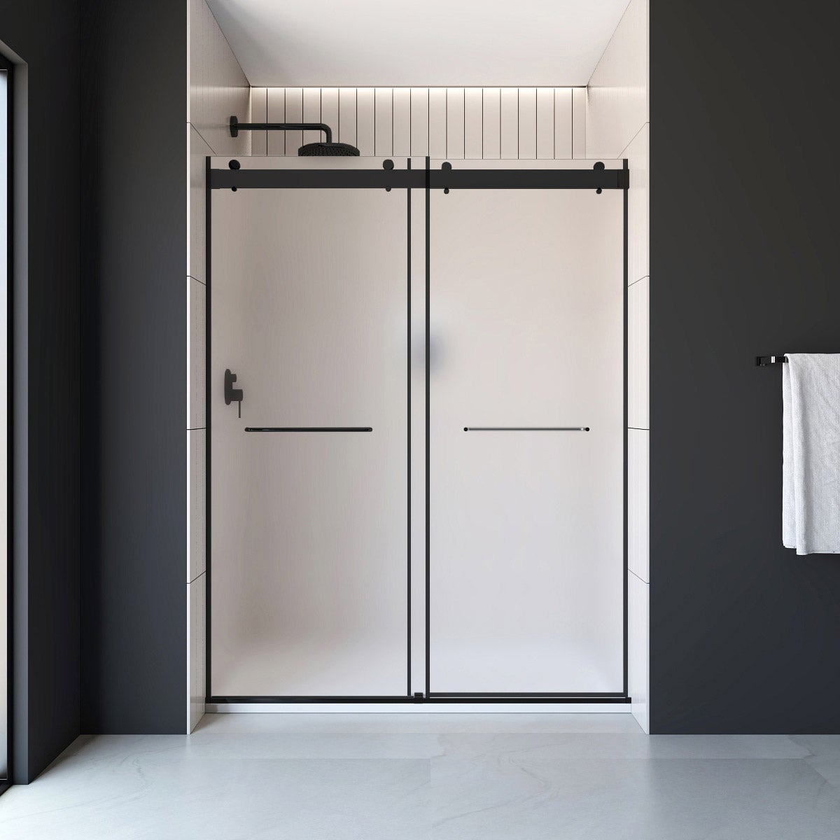 Appollo Geneva 60 in. Alcove Shower Kit in Matte Black