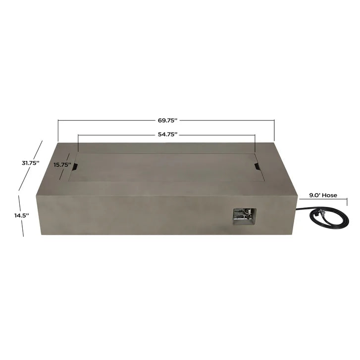 Real Flame Aegean Steel 70 in. Rectangle Fireplace