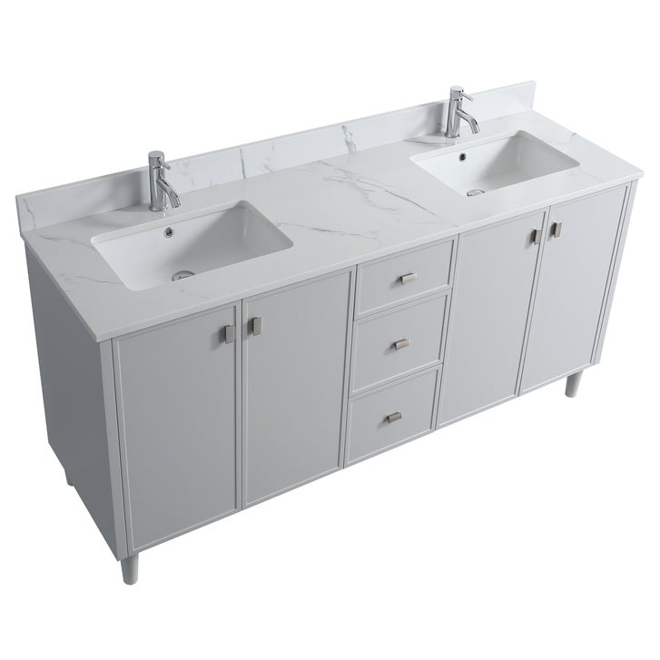 SERA Cape Cod Vanity in Hampton Grey Finish with Engineered Calcutta Marble Countertop