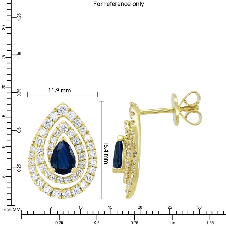 Pear Cut Blue Sapphire and Diamond Earrings (0.70 ctw)