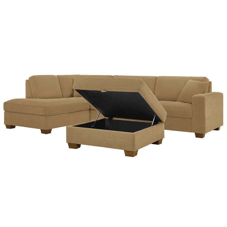 Thomasville Miles 3-piece Left-hand Facing Fabric Sectional with Storage Ottoman