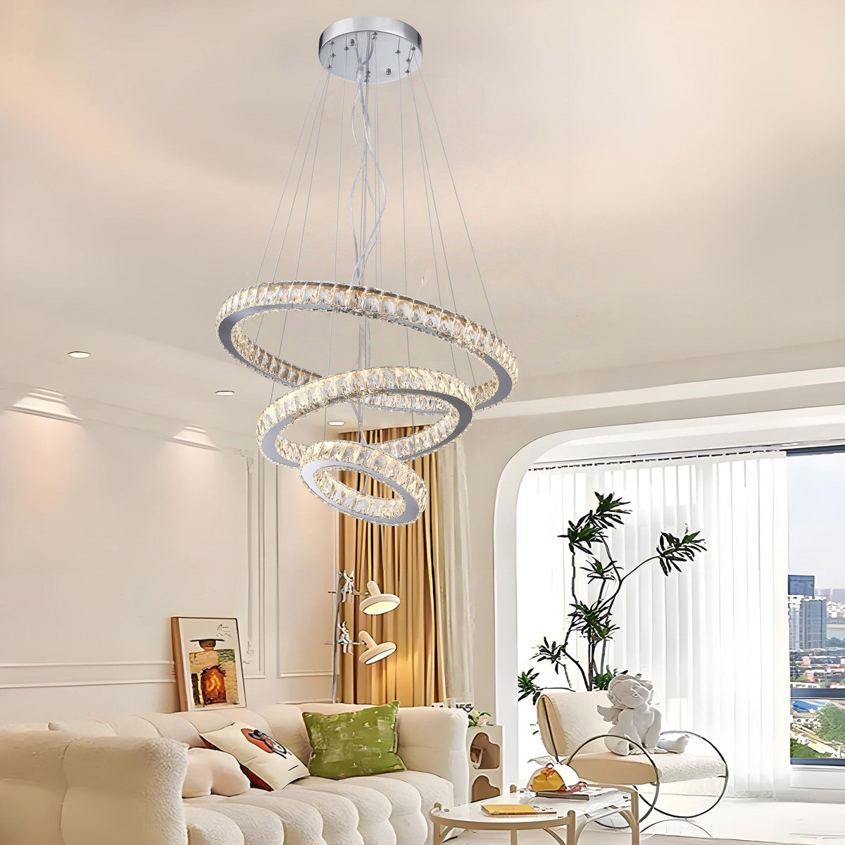 3 Tier Dimmable Crystal Chandelier
