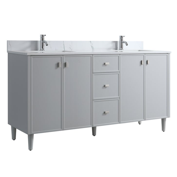 SERA Cape Cod Vanity in Hampton Grey Finish with Engineered Calcutta Marble Countertop