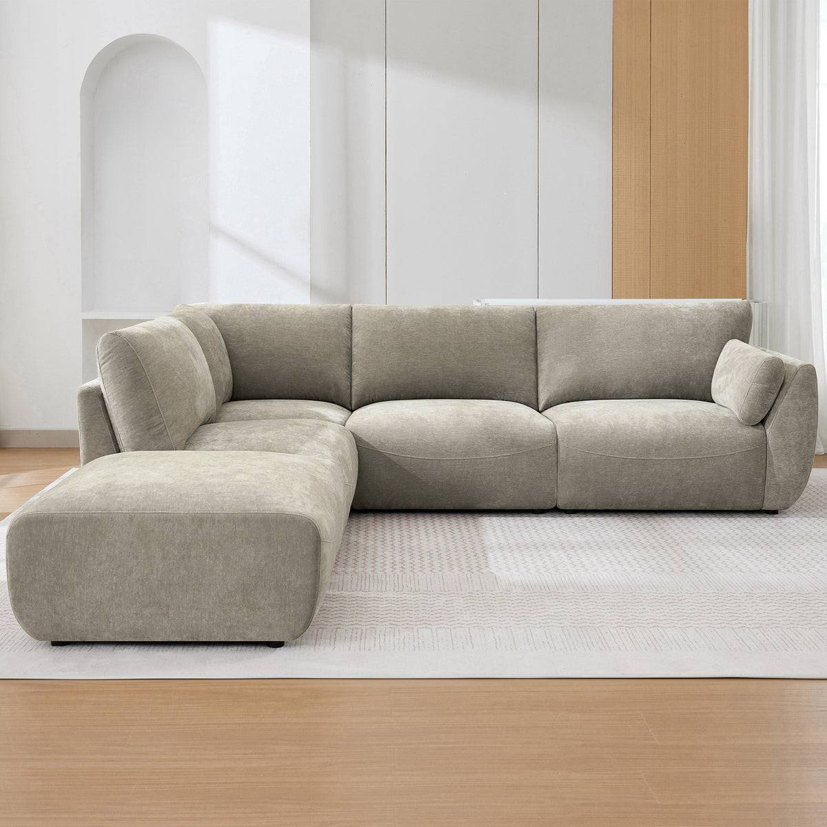 Cobbel 5 Piece Modular Fabric Sectional with Ottoman