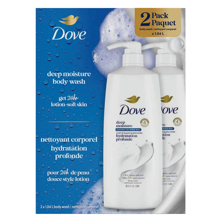 Dove Deep Moisture Body Wash, 2 x 1.04 L