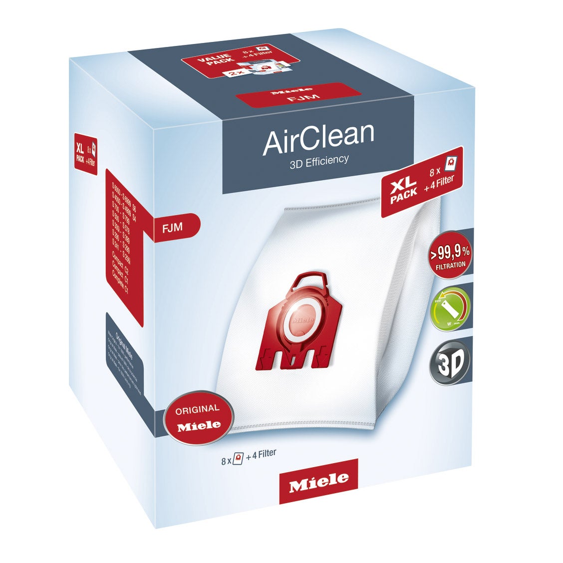 Miele FJM AirClean Dustbags for S4, S6, Compact C1, Compact C2, 8-pack