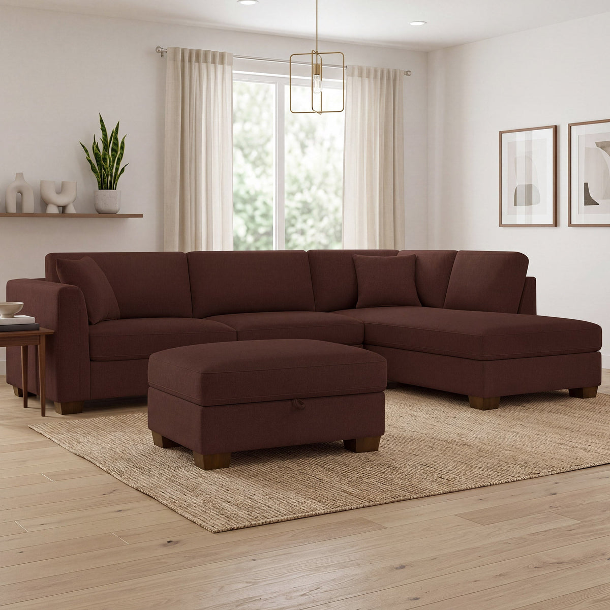 Thomasville Walsen 3-piece Fabric Sectional with Storage Ottoman