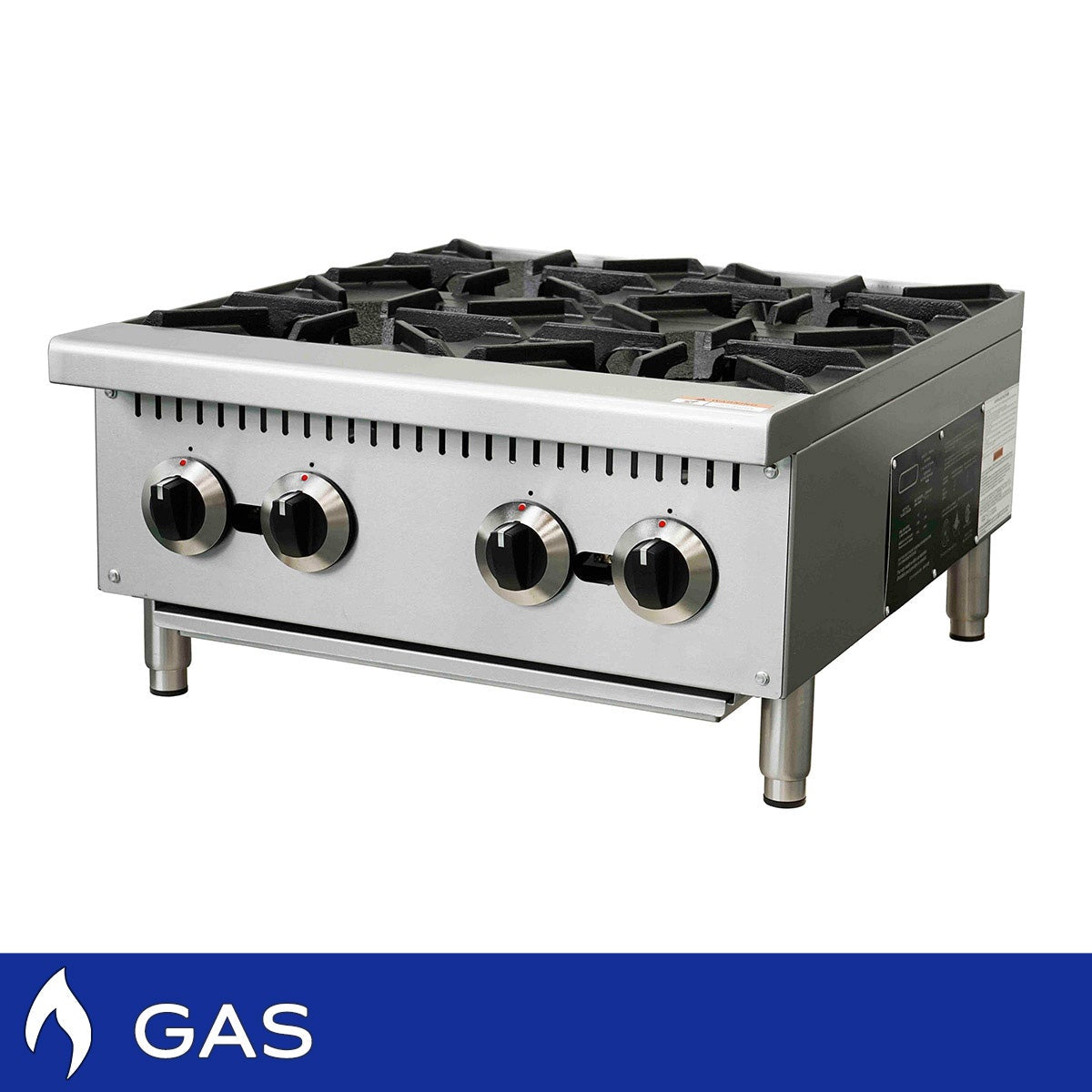 Forno Commercial 24 in Stainless Steel Gas 4 Burner Hotplate with Removable Burner Grates