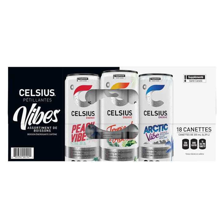 Celsius Vibes Energy Drink Variety Pack, 355 mL 18-pack