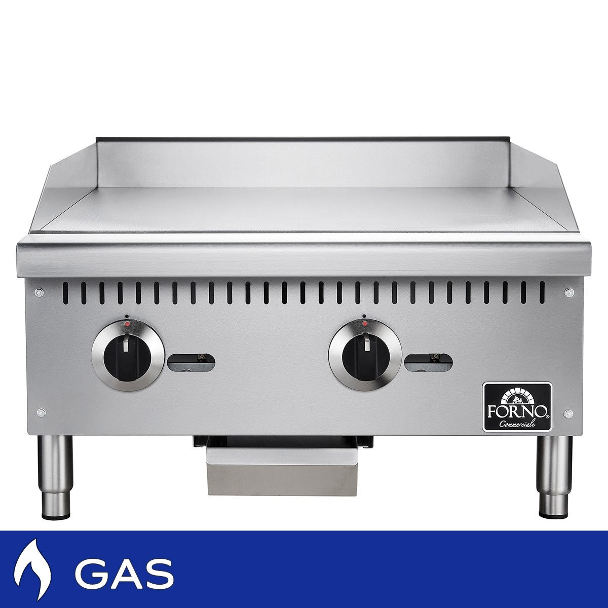 Forno 24 in. Stainless Steel Gas Commercial Heavy Duty Manual Control Griddle