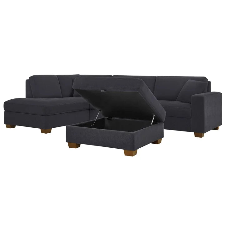 Thomasville Miles 3-piece Left-hand Facing Fabric Sectional with Storage Ottoman