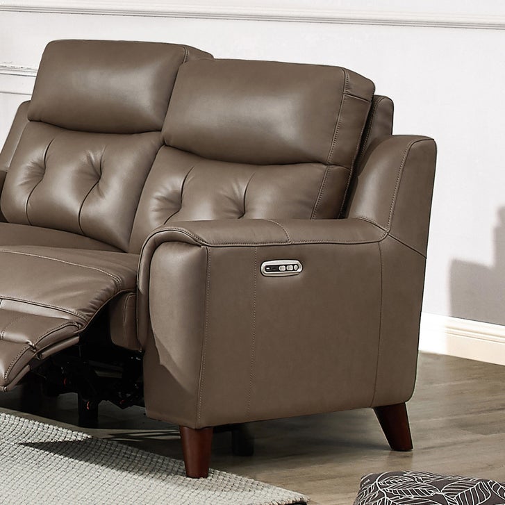 Prospera Home Malibu Modern Top Grain Leather Power Reclining Sofa and Loveseat with Power Headrest