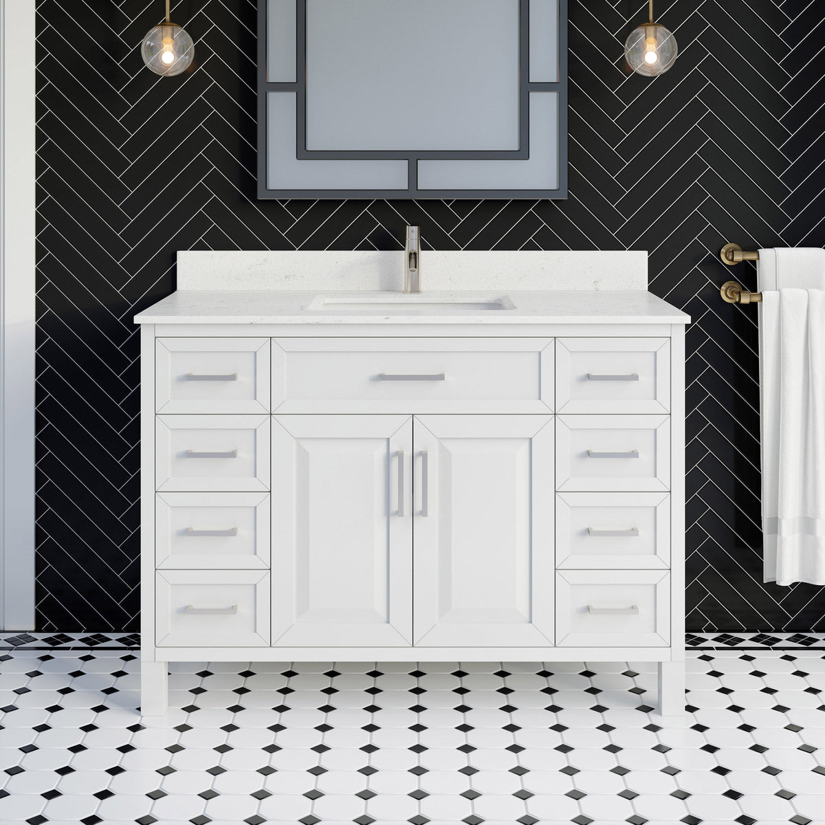 Studio Bathe Thomson II Vanity in White Finish with Engineered Stone Countertop