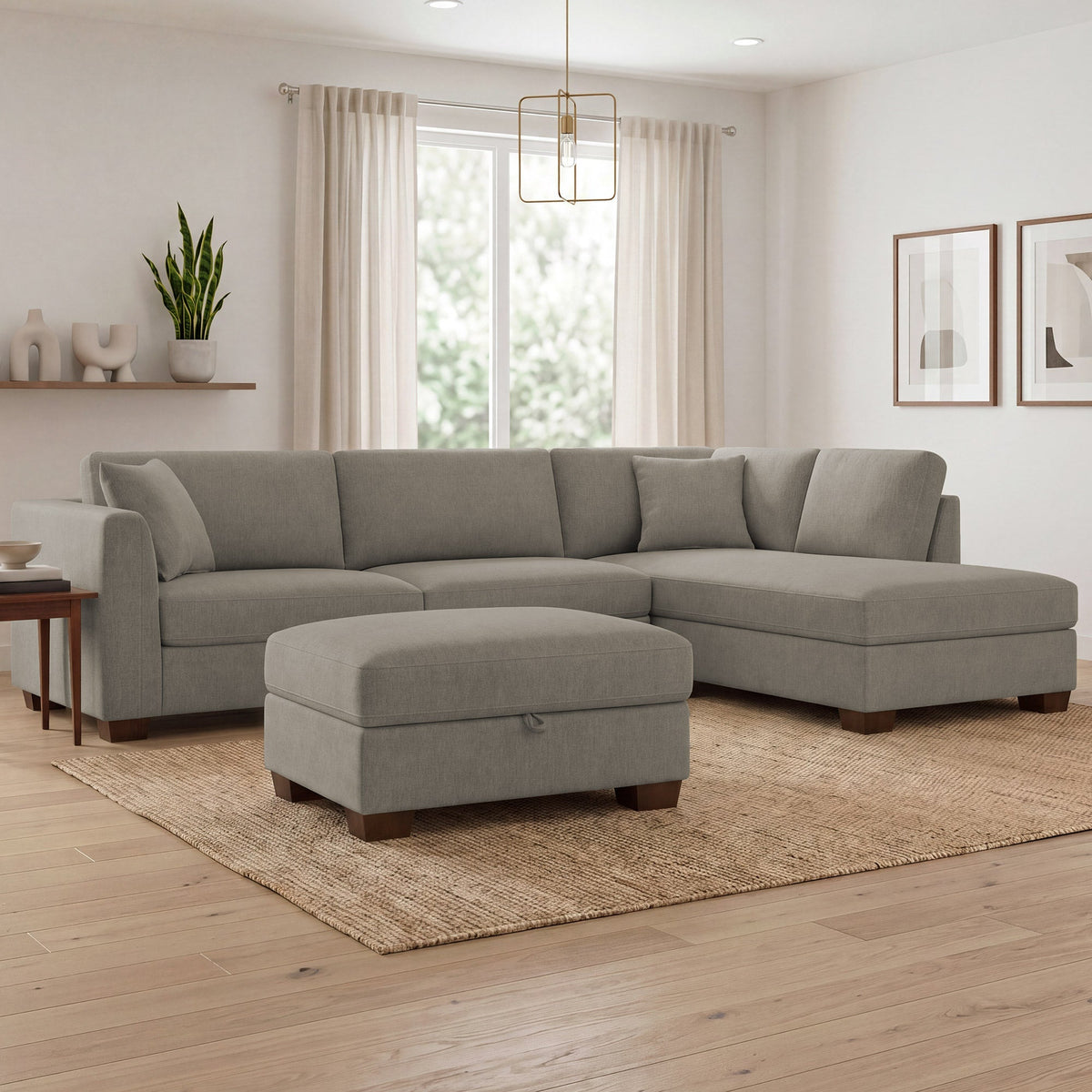 Thomasville Walsen 3-piece Fabric Sectional with Storage Ottoman