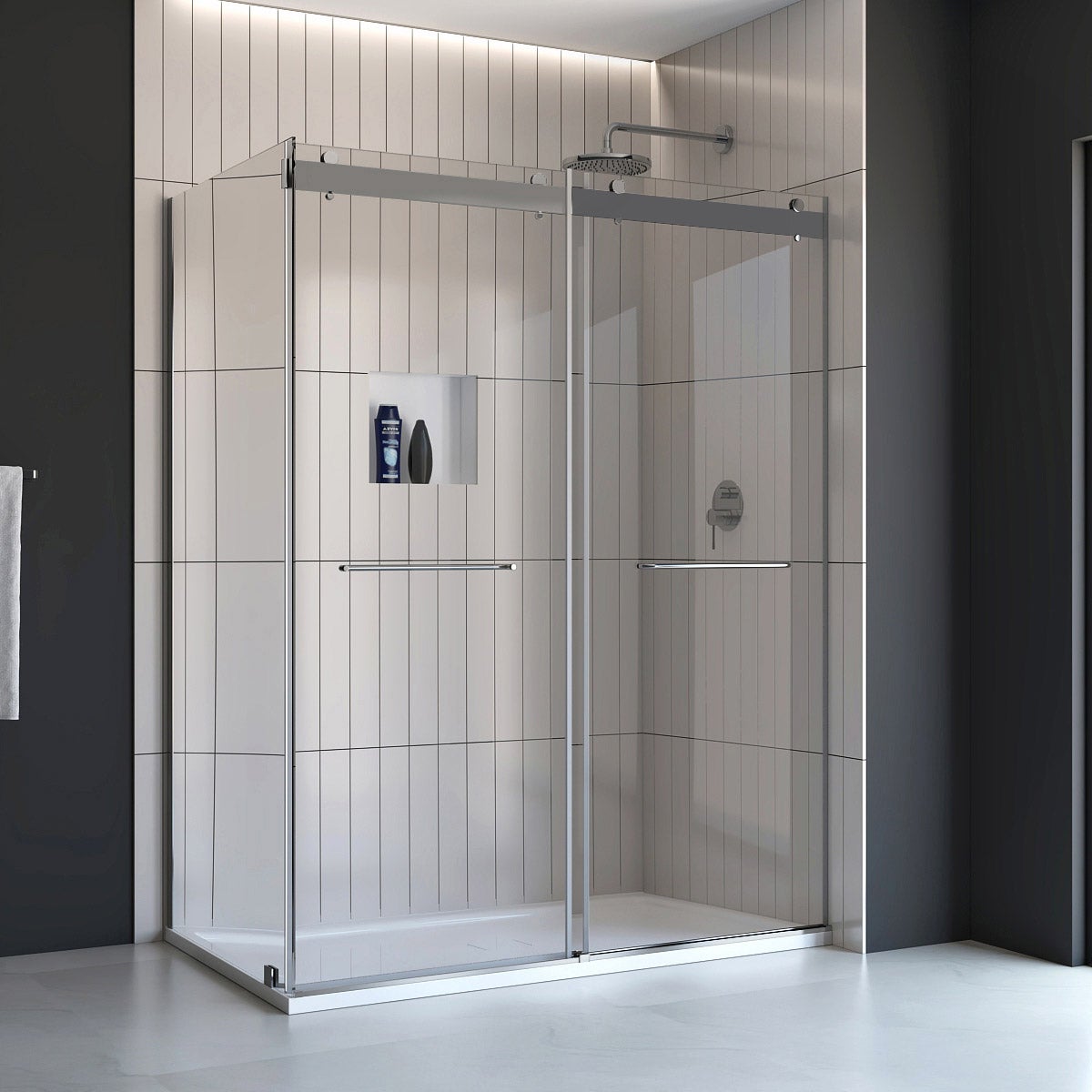 Appollo Geneva 36 in. × 48 in. Right Corner Shower Kit in Chrome