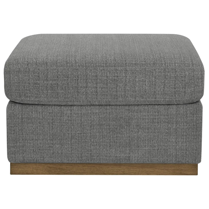 Henredon 3-piece Fabric Sectional with Ottoman and Wood Base