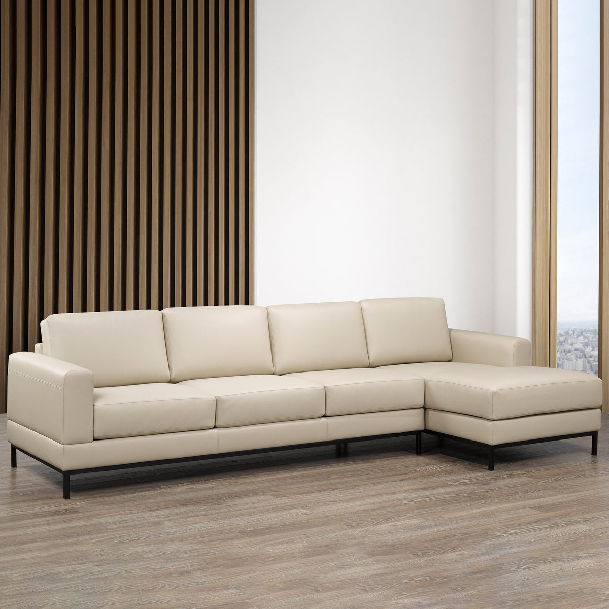 Galleria 2-piece Top Grain Leather Right-hand Facing Extended Sectional