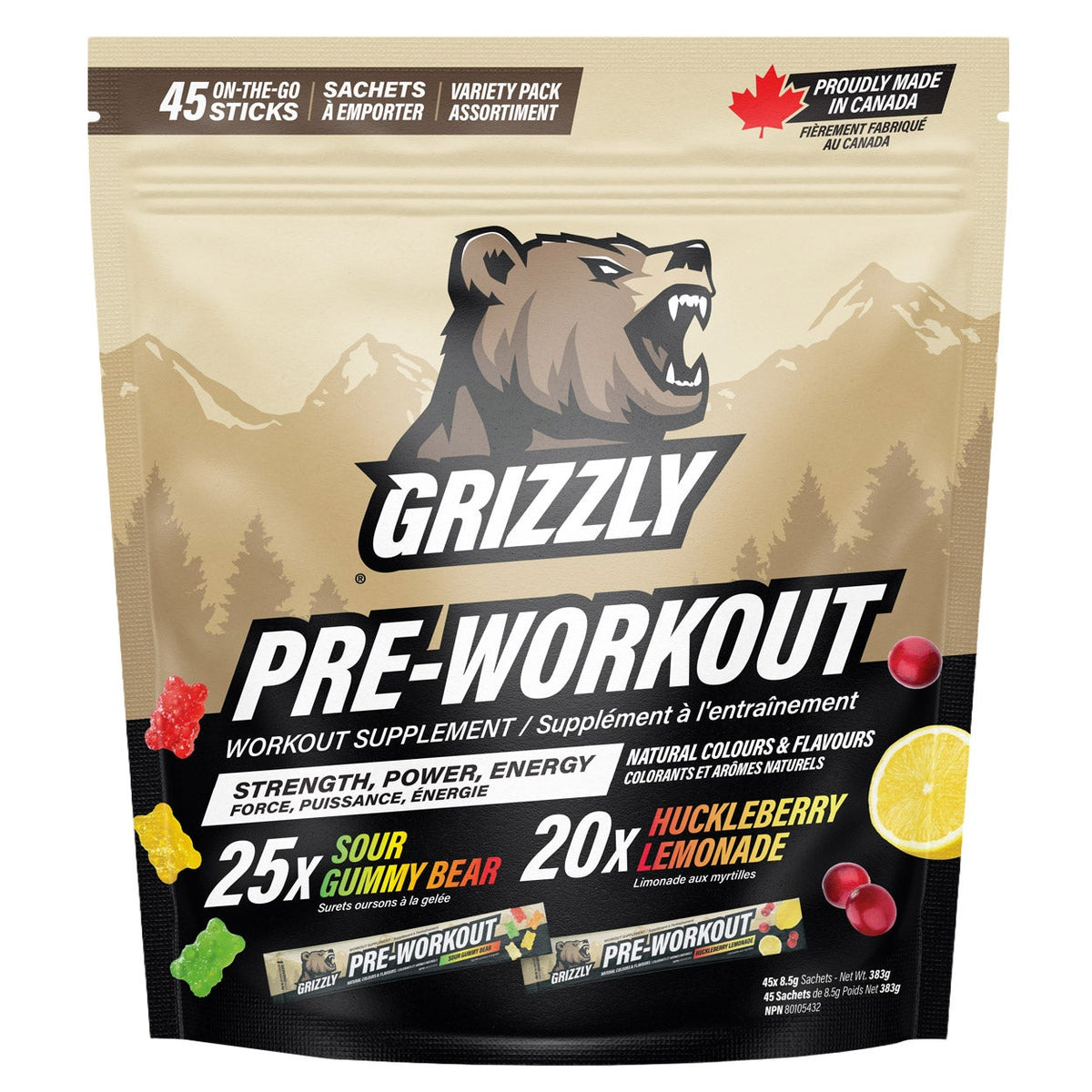 GRIZZLY Pre-workout Variety Pack 45 x 8.5 g