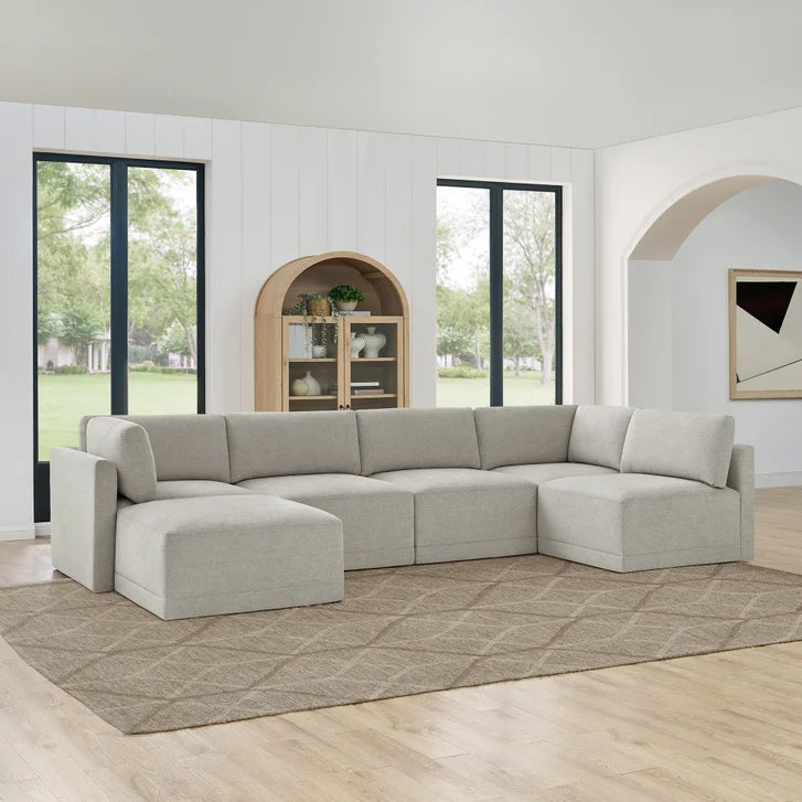 Thomasville Fallon 6-piece Modular Fabric Sectional with Ottoman
