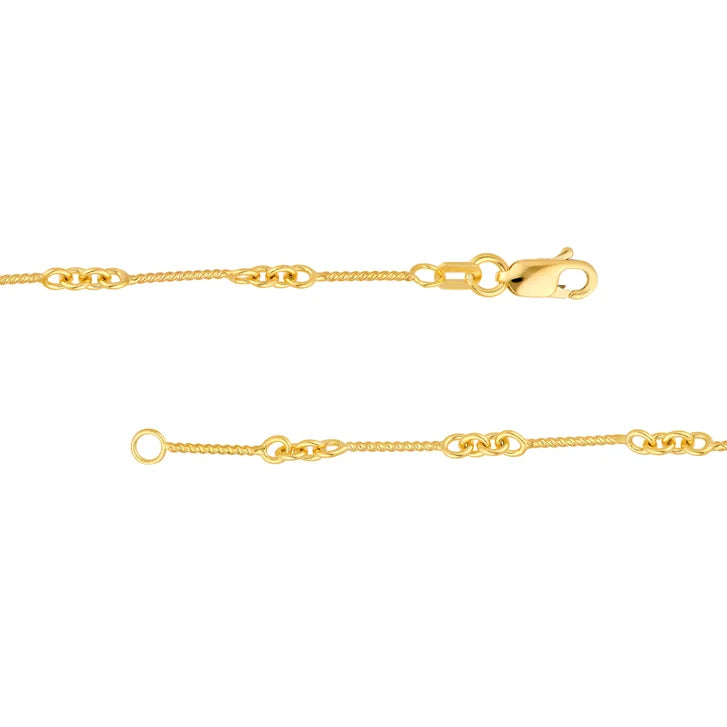 Twisted Bar Cable Anklet in Yellow Gold