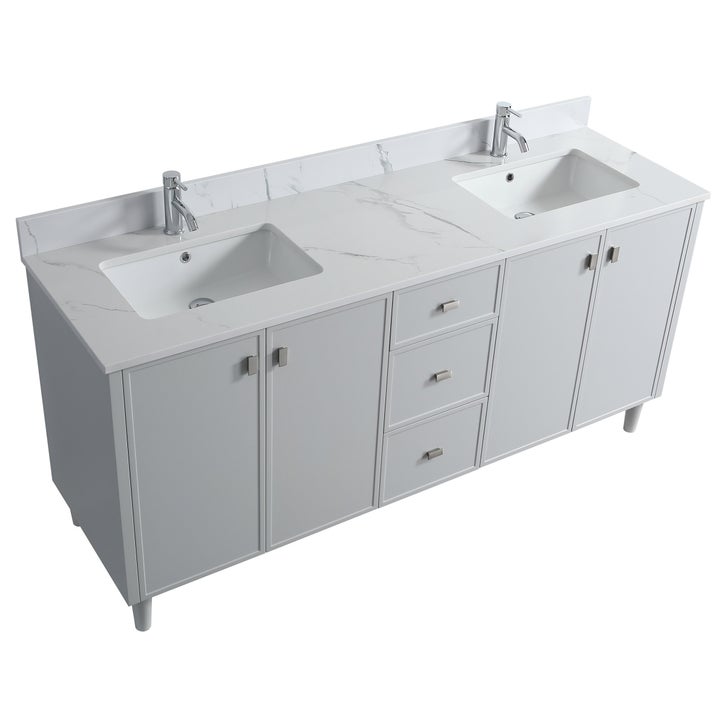 SERA Cape Cod Vanity in Hampton Grey Finish with Engineered Calcutta Marble Countertop