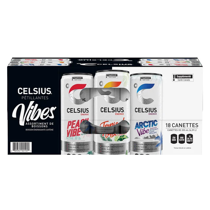 Celsius Vibes Energy Drink Variety Pack, 355 mL 18-pack