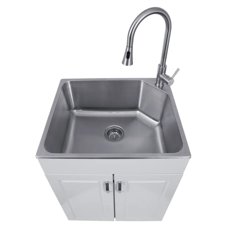 Transform 24.1 in. All-in-one RTA Laundry Cabinet with Stainless Steel Sink and Faucet
