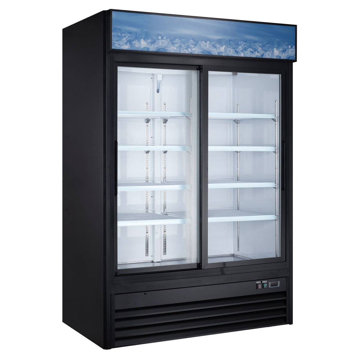 Eurodib 53 in. 44 cu ft. Black Merchandiser Refrigerator with 2 Sliding Doors