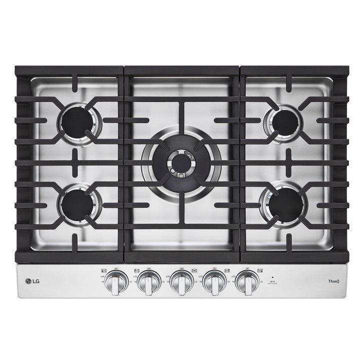 LG 30 in Stainless Steel Gas 5 Burner Cooktop with UltraHeat Dual Burner