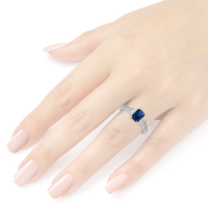 Emerald Cut Sapphire and Diamond Ring (0.43 ctw)