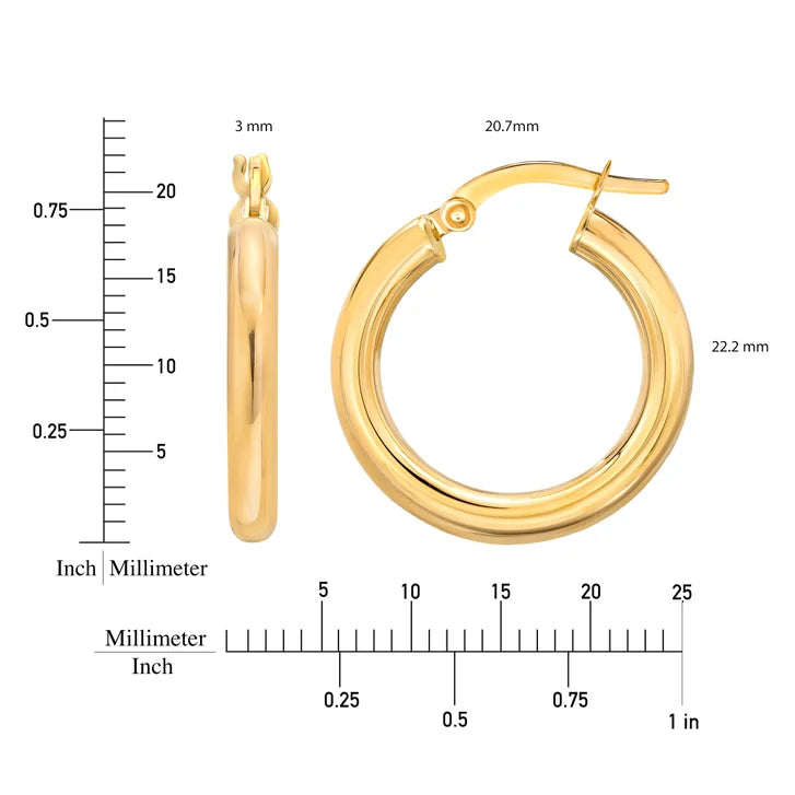 High Polish Round Hoop Gold Earrings