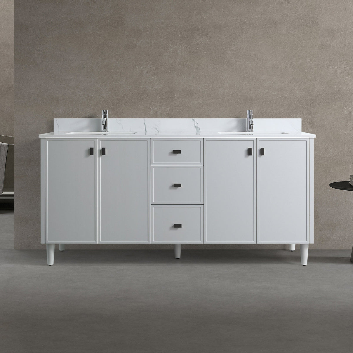 SERA Cape Cod Vanity in Hampton Grey Finish with Engineered Calcutta Marble Countertop