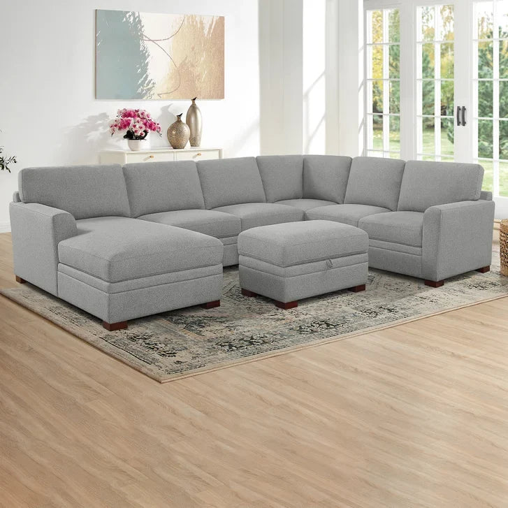 Thomasville Langdon 4-piece Fabric Sectional with Storage Ottoman