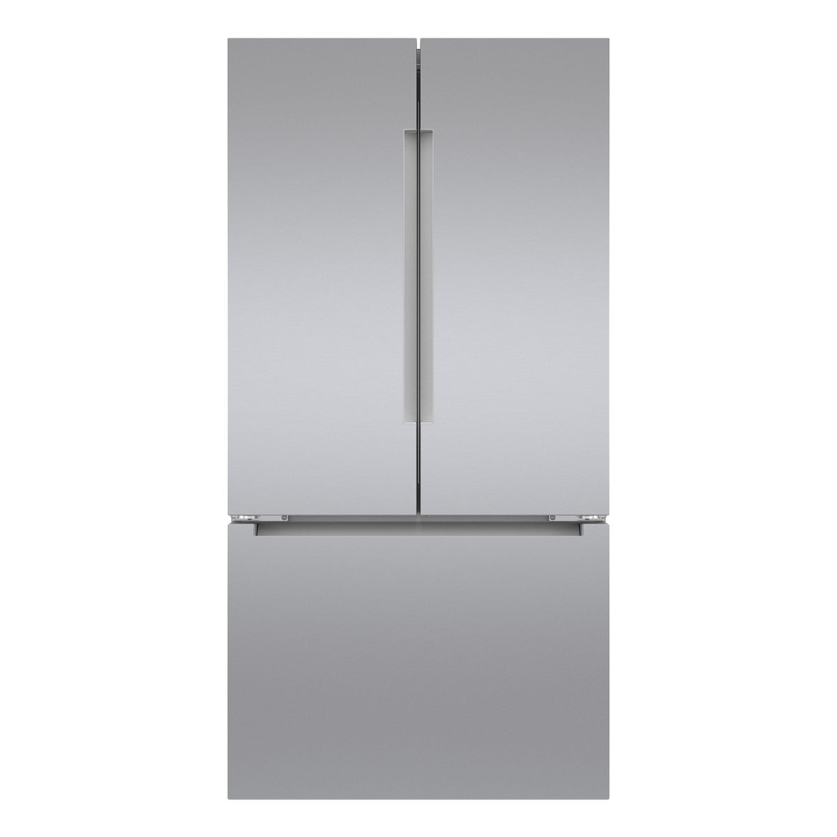 Bosch 800 Series 36in 20.8 cu ft. Stainless Steel Counter-Depth French 3-Door Refrigerator with dual compressors and evaporators and Interior Water Dispenser