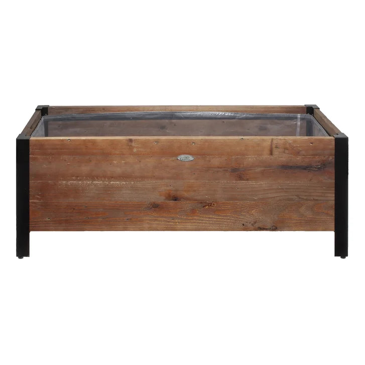 Grapevine Urban Garden Planter, Recycled Wood and Metal, Rectangular, 37 in