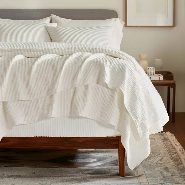 Evergrace Cotton Ribbed Quilted Coverlet Set