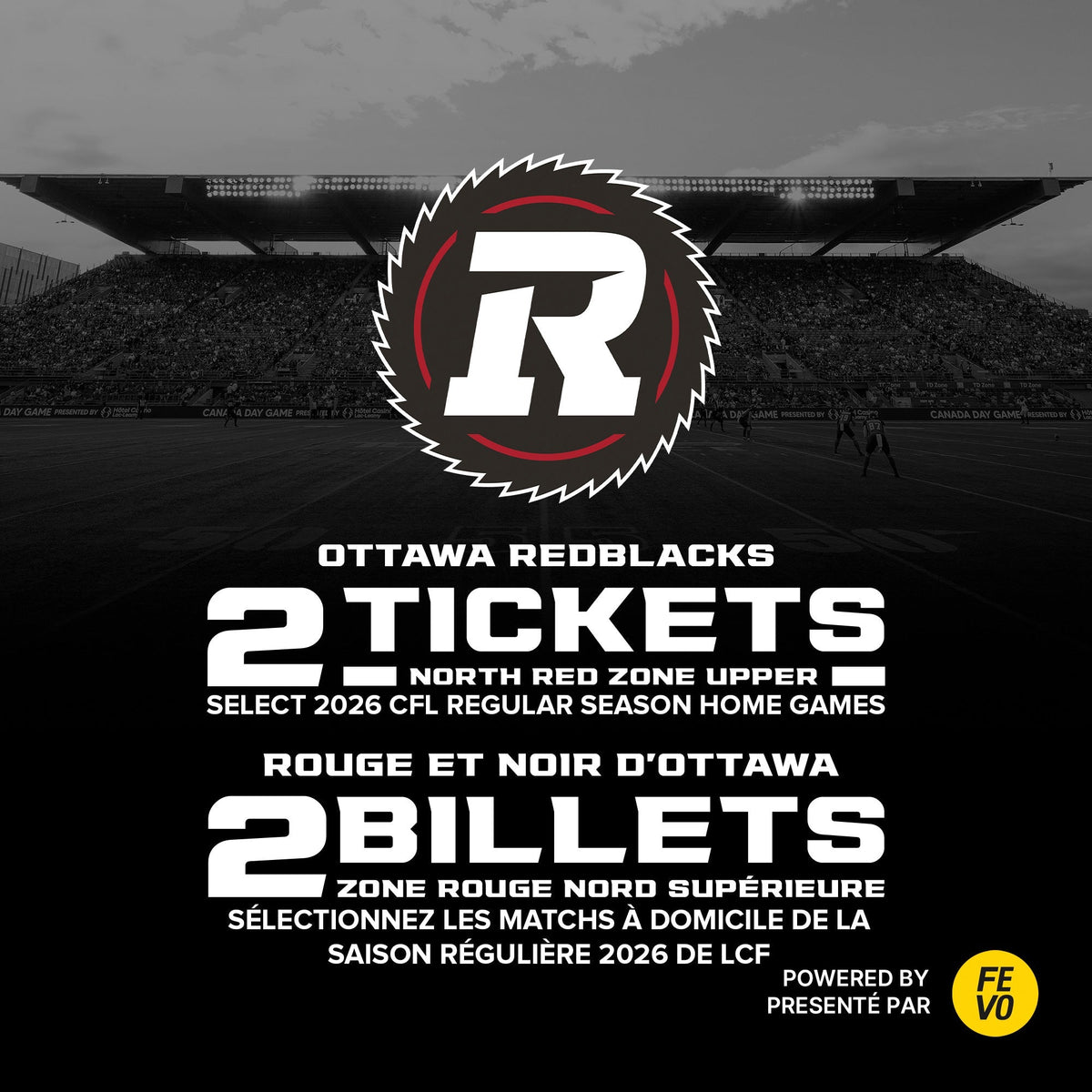CFL Ottawa Redblacks - 2 Tickets