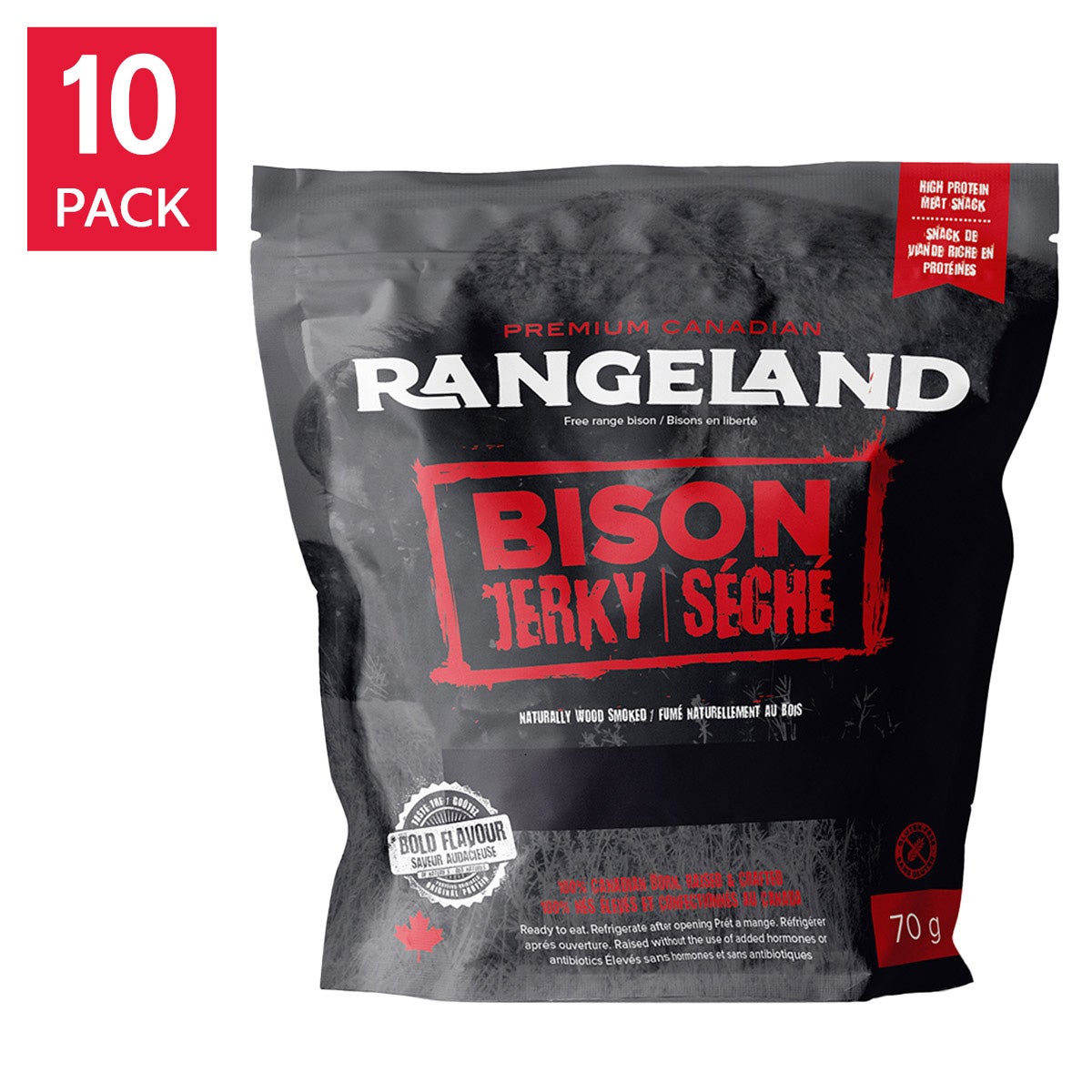 Rangeland Bison Jerky, 10 × 70 g