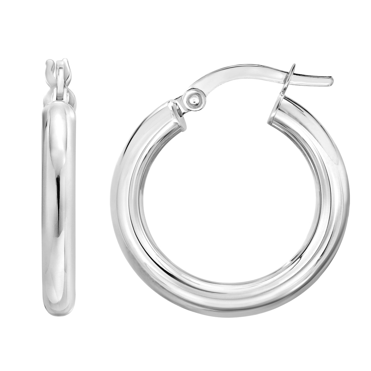 High Polish Round Hoop Gold Earrings