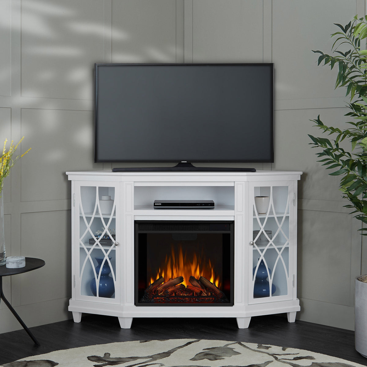 Real Flame Lynette 129.5 cm (51 in.) Media Corner Fireplace