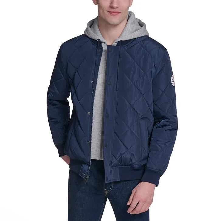 Converse Men's Hooded Quilted Bomber Jacket