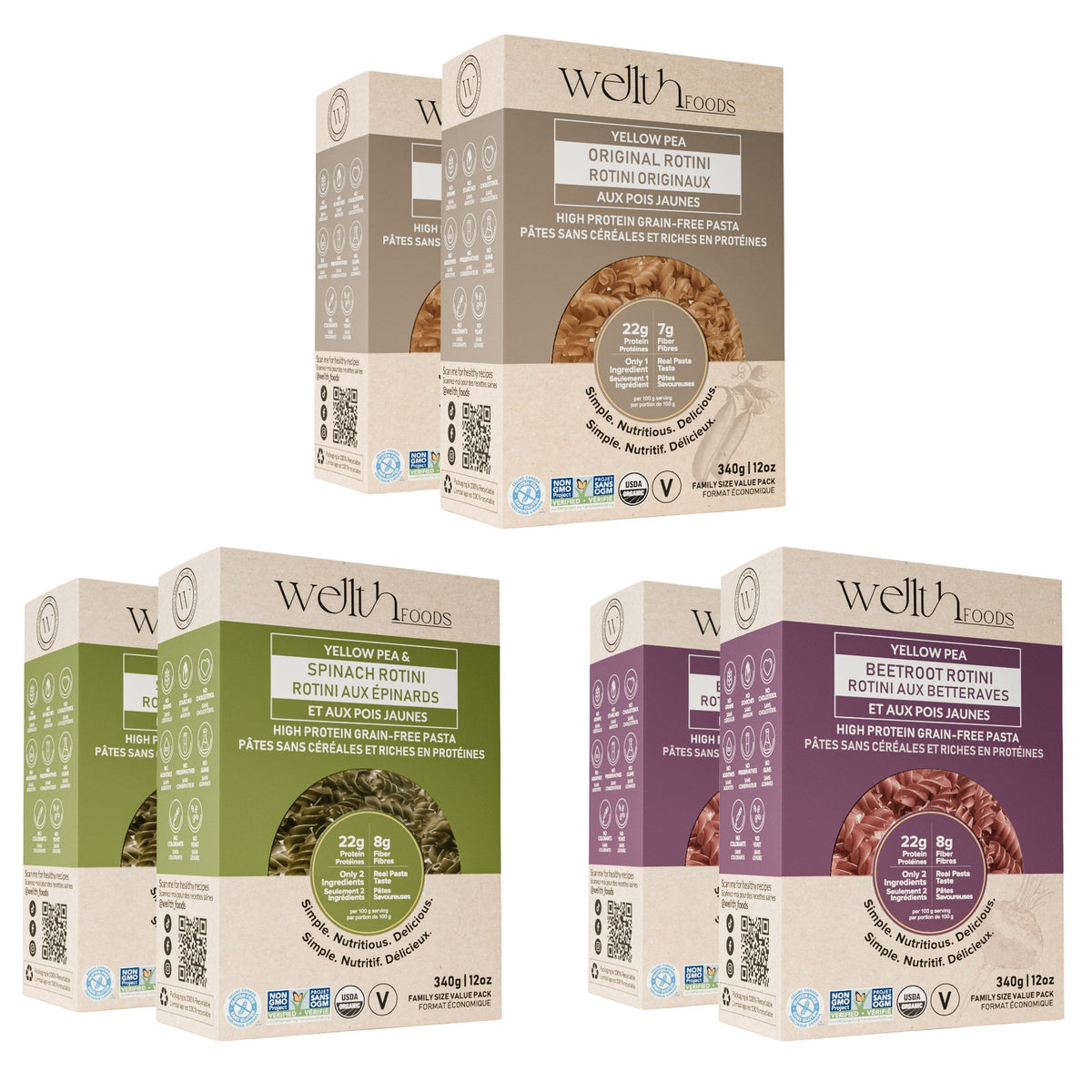 Wellth Protein Pasta, 6 × 340 g