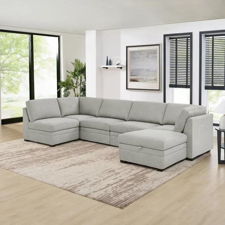 Thomasville Tisdale 6-piece Fabric Sectional with Storage Ottoman