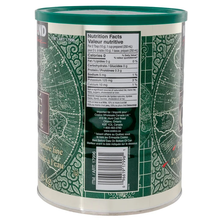 Kirkland Signature Decaffeinated Dark Roast Fine Grind Coffee, 1.36 kg