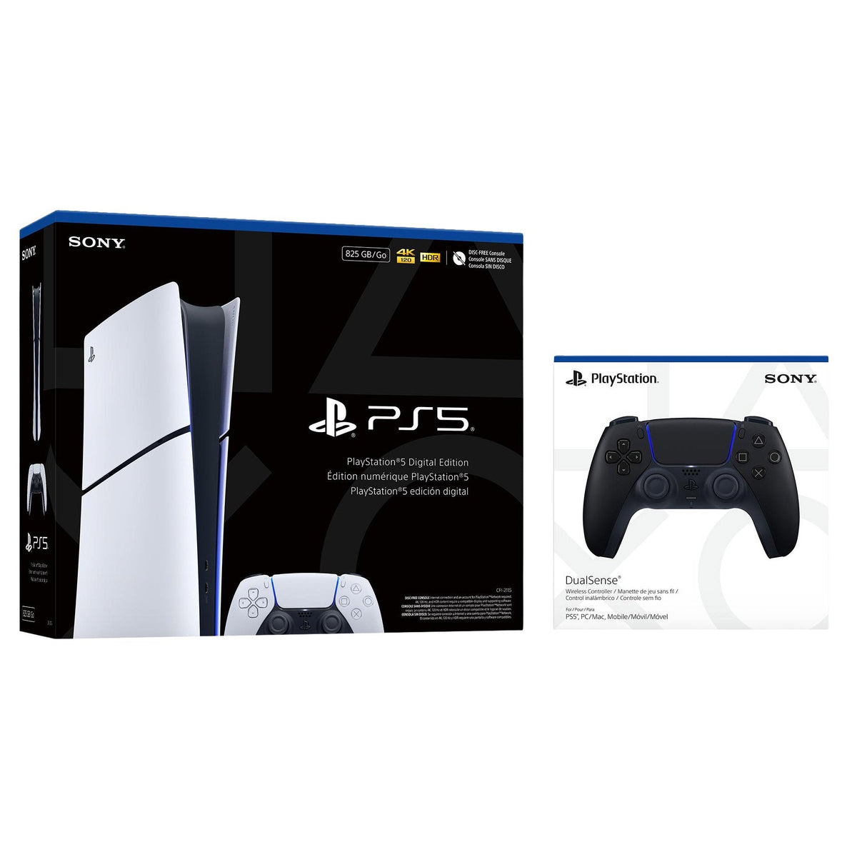 PlayStation 5 Digital Edition Console Bundle with Midnight Black DualSense Wireless Controller