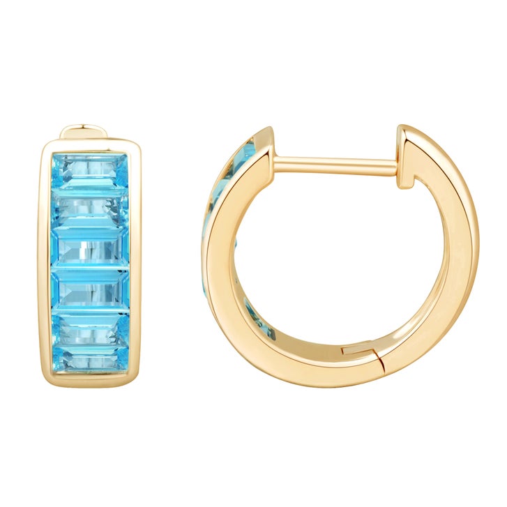 Swiss Blue Topaz Hoop Earrings