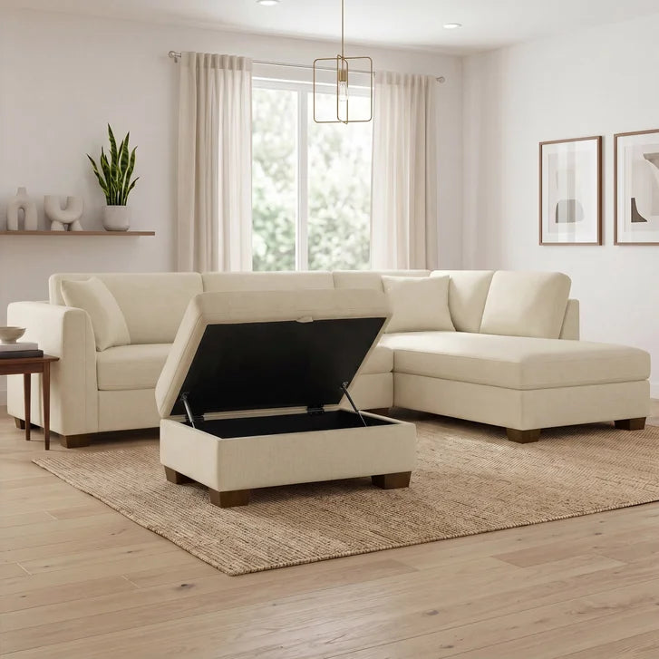 Thomasville Walsen 3-piece Fabric Sectional with Storage Ottoman