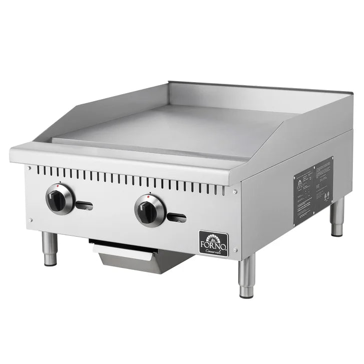 Forno 24 in. Stainless Steel Gas Commercial Heavy Duty Manual Control Griddle